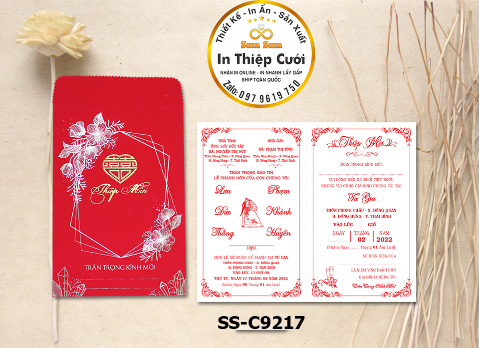 Thiệp cưới màu đỏ SSC9217