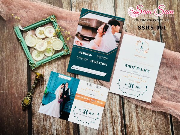 Thiệp cưới màu xanh trắng SSRS001