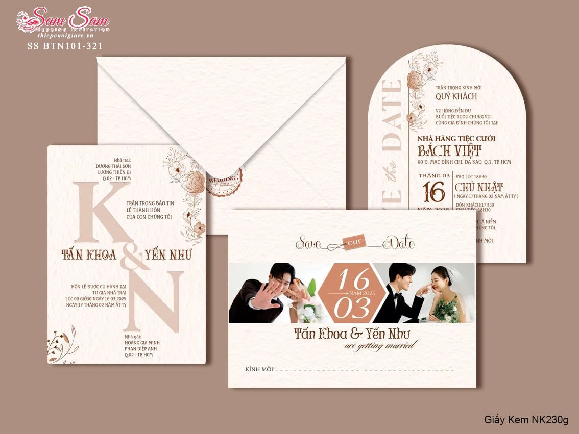 Thiệp cưới màu kem SS-BTN101-321