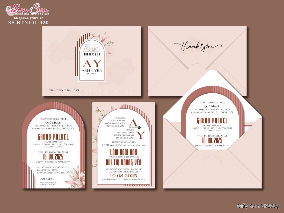 Thiệp cưới màu hồng SS-BTN101-320