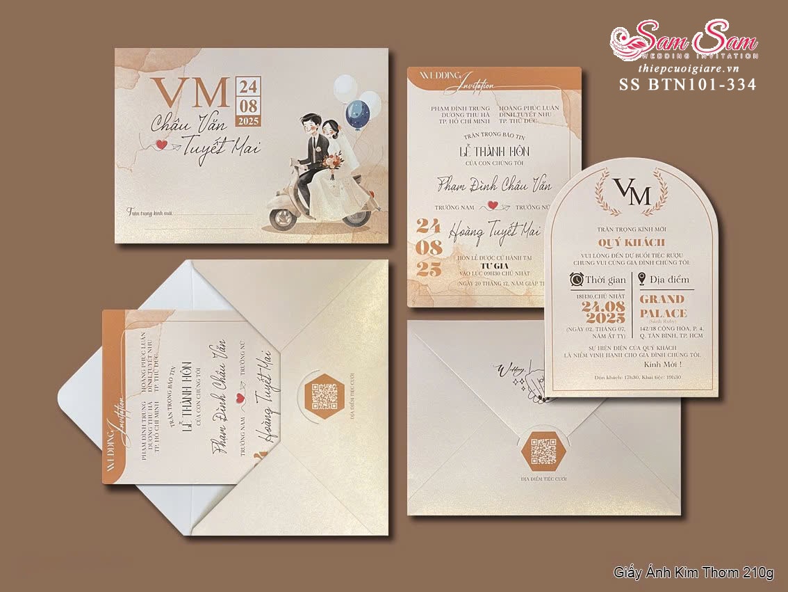 Thiệp cưới màu kem SS-BTN101-334