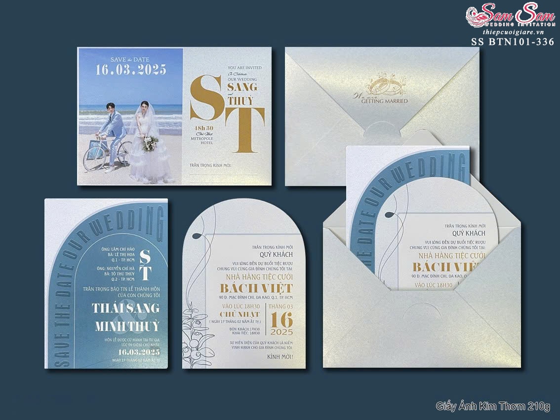 Thiệp cưới màu xanh SS-BTN101-336