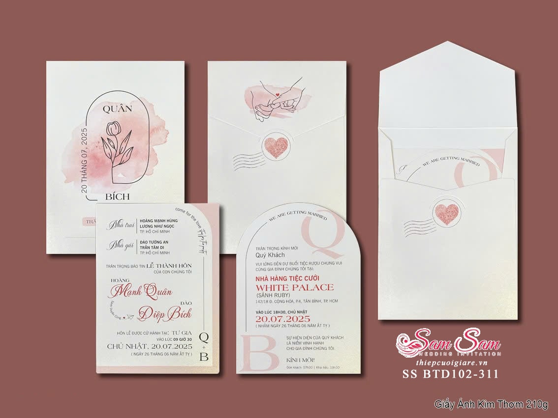 Thiệp cưới màu kem SS-BTD102-311