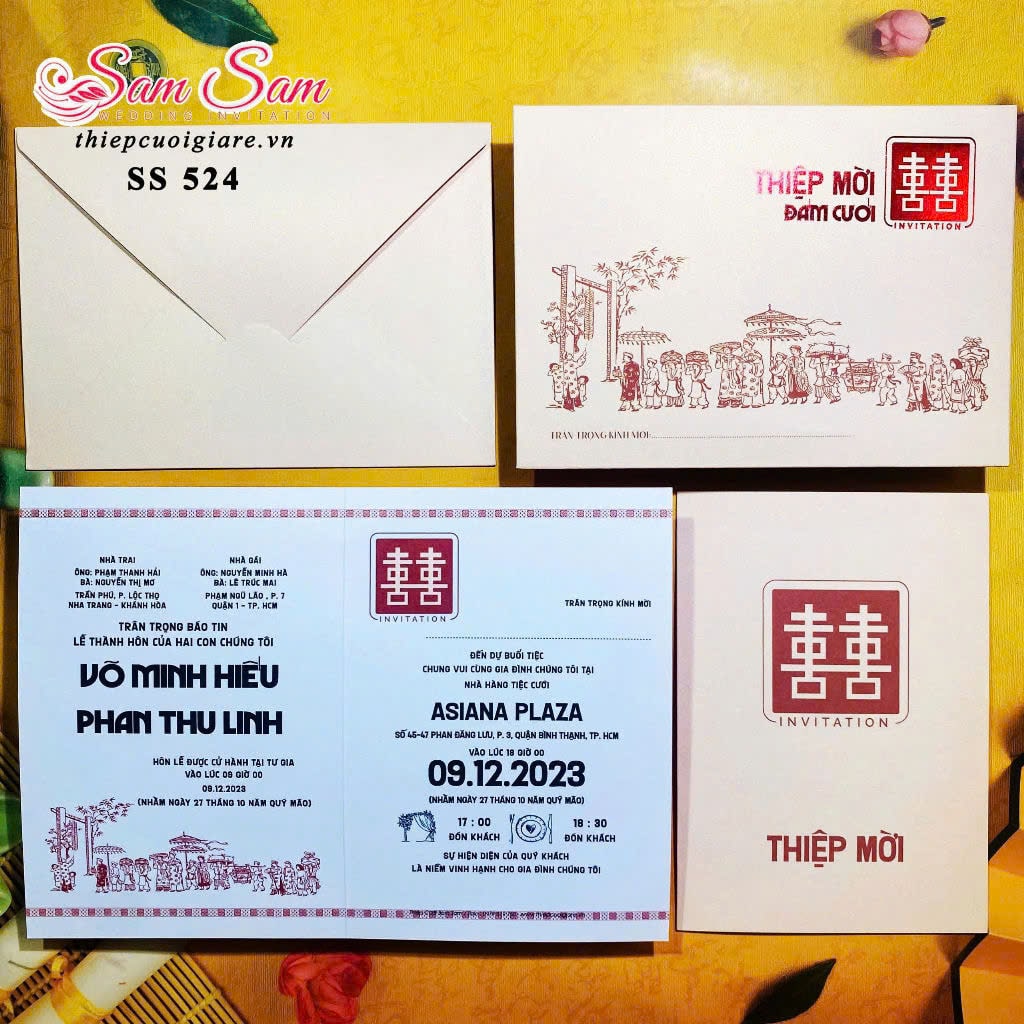 Thiệp cưới màu kem SS524