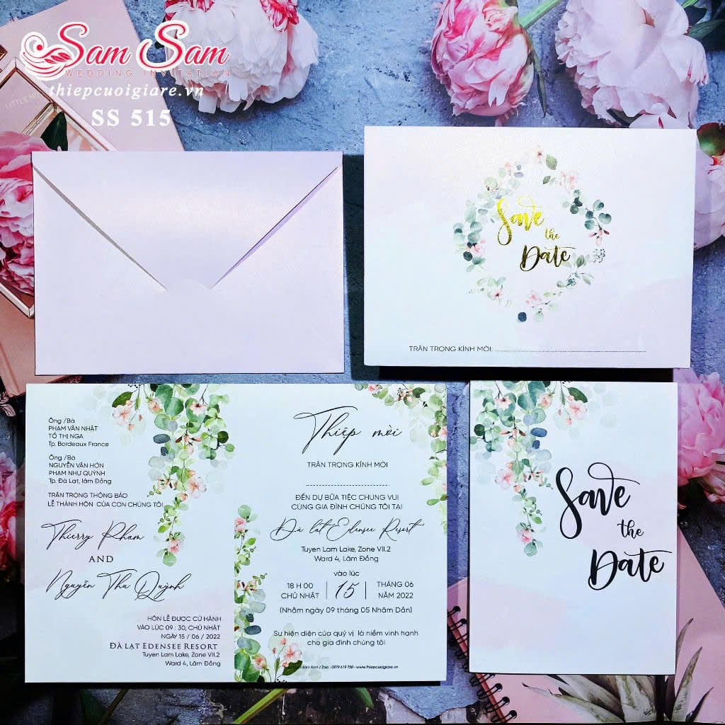 Thiệp cưới màu hồng SS515