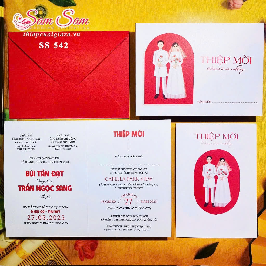 Thiệp cưới màu đỏ SS542