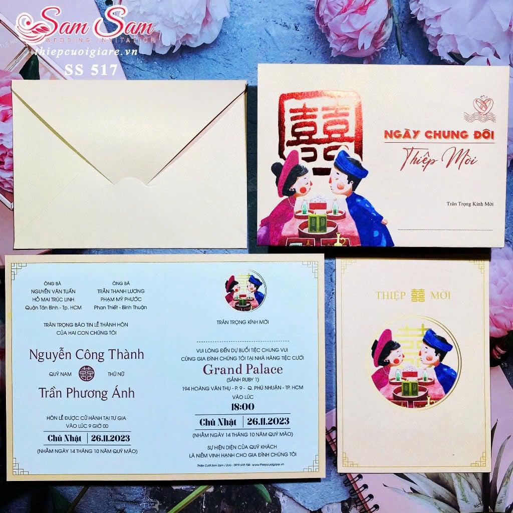 Thiệp cưới màu kem SS517