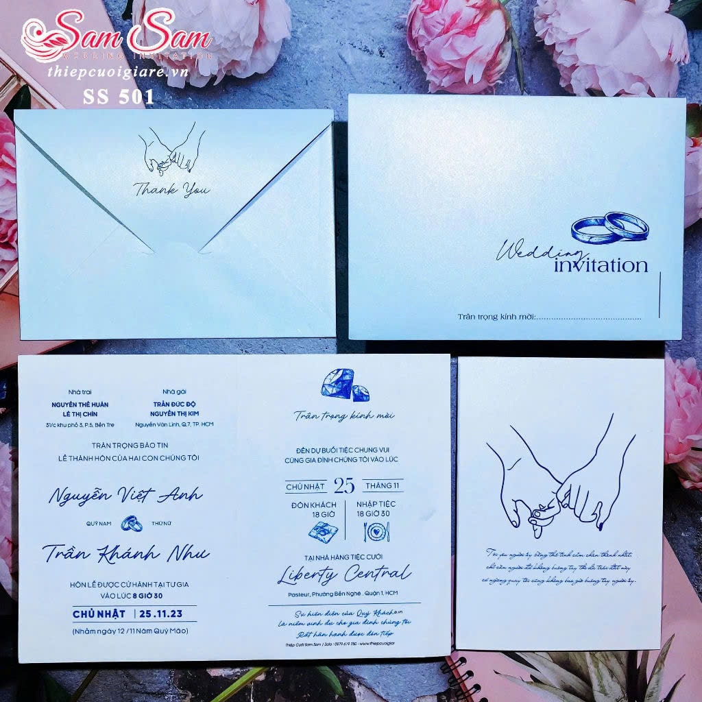 Thiệp cưới màu xanh da trời SS501