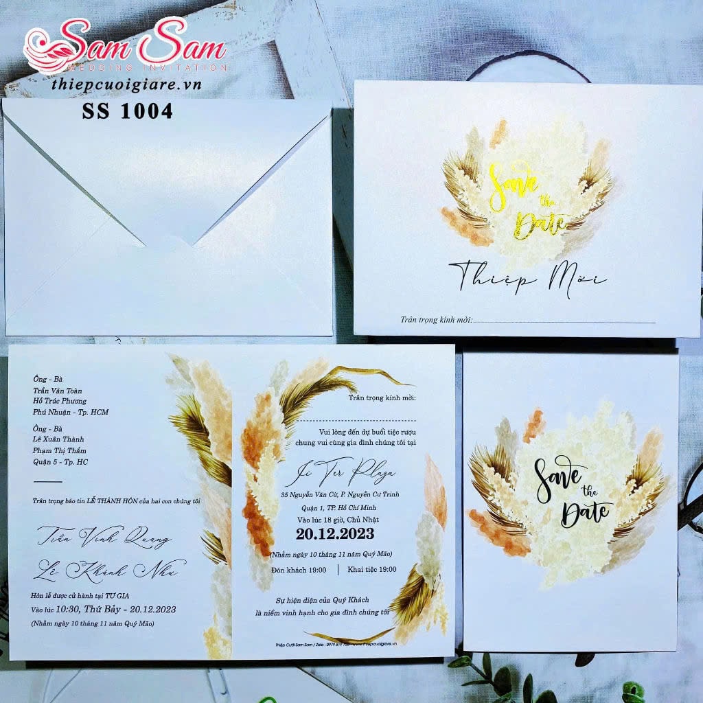 Thiệp cưới màu trắng SS1004