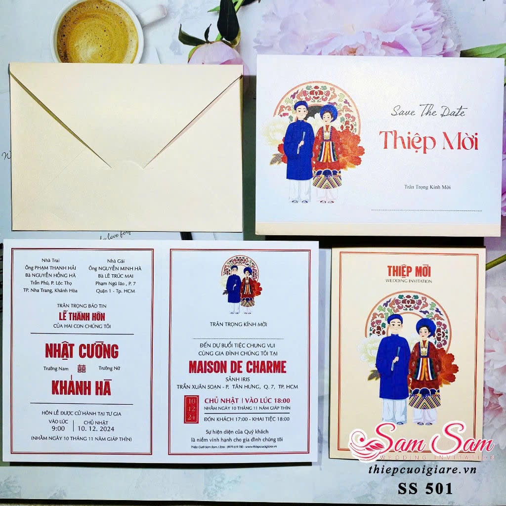 Thiệp cưới màu kem SS501