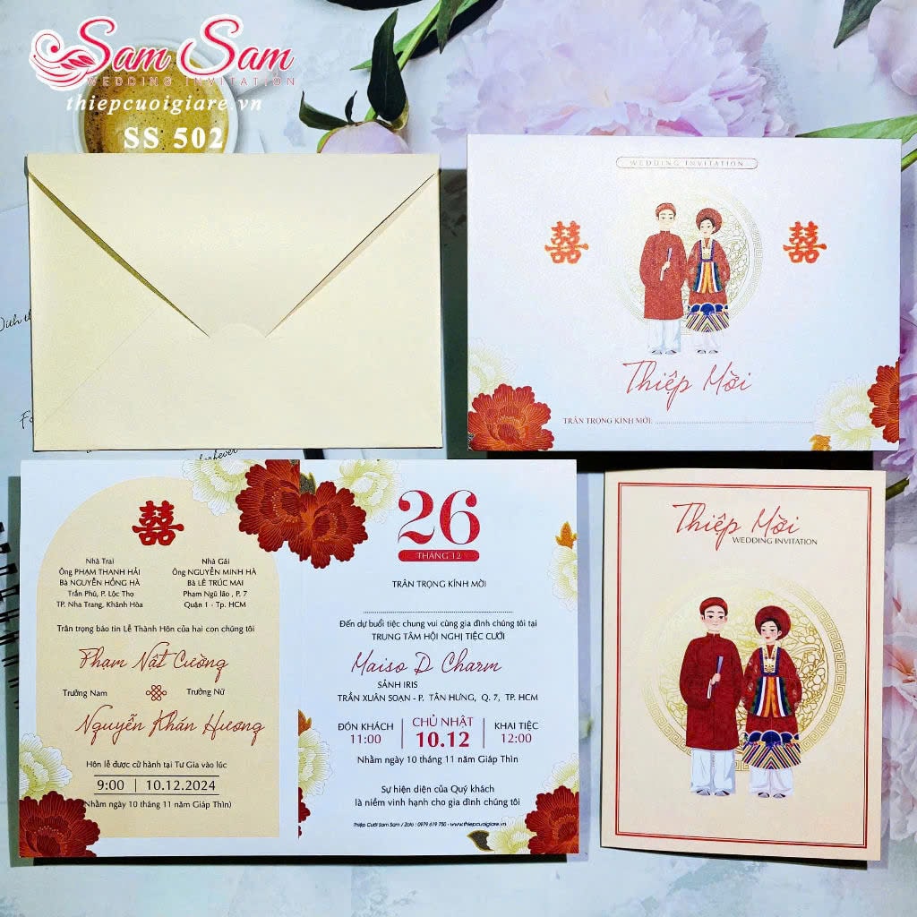 Thiệp cưới màu kem SS502