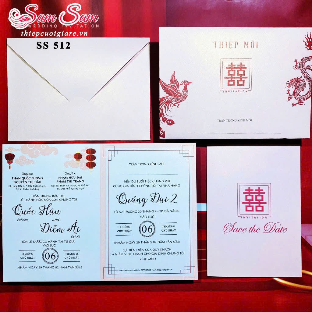 Thiệp cưới màu hồng SS512