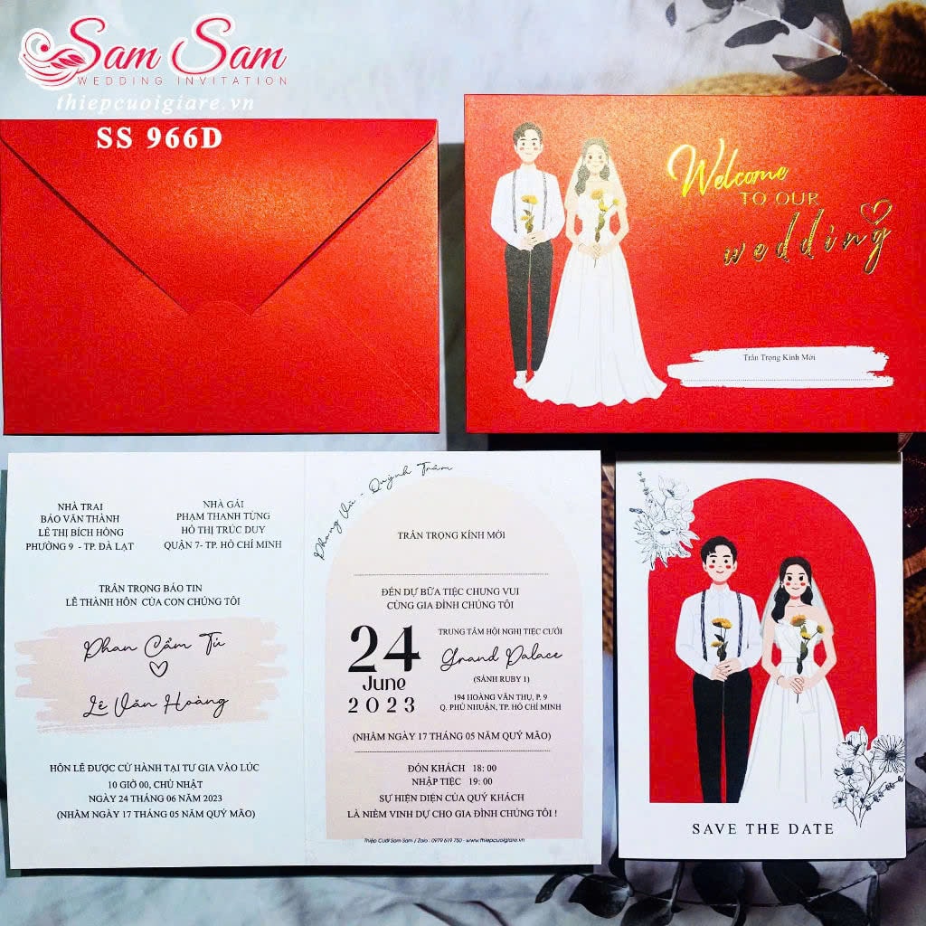 Thiệp cưới màu đỏ SS966